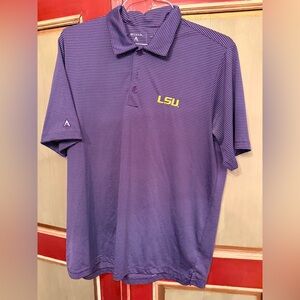 Antigua Men’s LSU Golf Shirt. Purple/Stripes. Large. Like new.